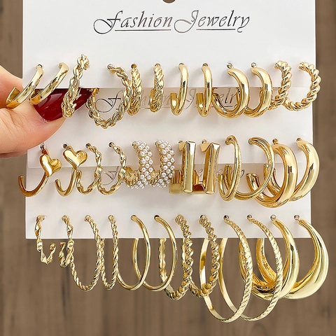 Legierung Künstliche Perle Reifen Ohrringe Mehrere Stile Torsion Spirale Geometrische Ohrhänger Gold Silber Damen Mode Schmuck