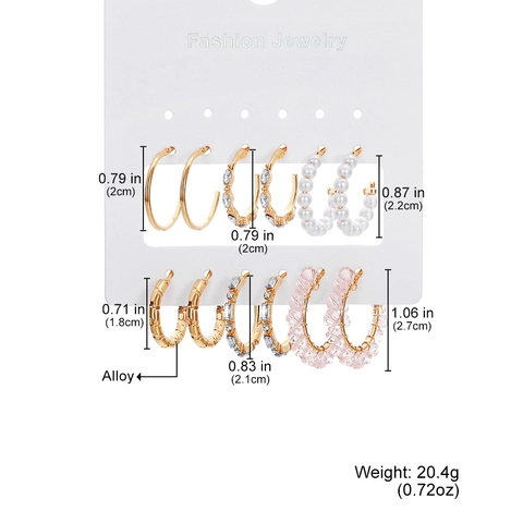 Combinazione di Orecchini in Lega Perla Artificial Sintetica Strass per Donna Elegante Metallo Torsione Catena Gioielli Accessorio