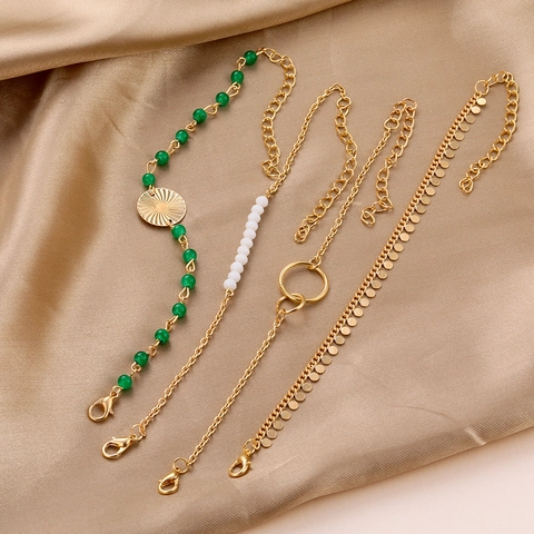 Bohemian Gold Plated Alloy Bracelet Set Layered Cuban Chain Butterfly Heart Charm Bracelet For Women Jewelry Gift