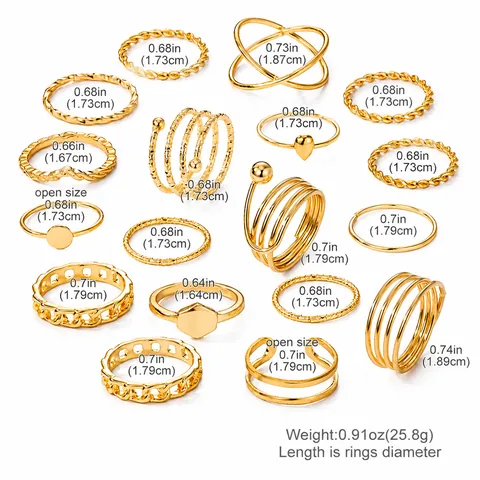 Bohemian Alloy Ring Set For Women Butterfly Heart Star Pattern Gold Silver Black Knuckle Ring Rhinestone Jewelry Gift