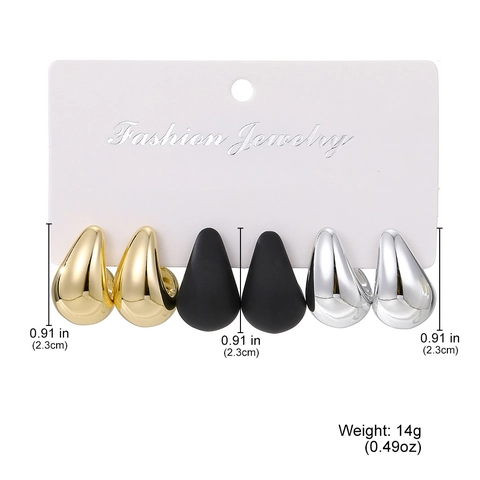 Juego de Pendientes de Botón con Forma de Lágrima de Moda para Mujer Pendientes con Diseño de Gota de Agua en Oro Plata Negro Joyería