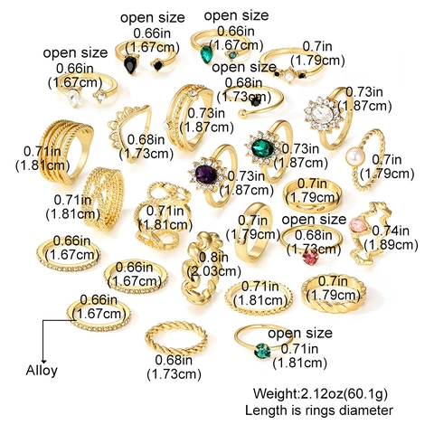 Juego De Anillos De Aleación Vintage Para Mujer Bohemio Dorado Plateado Mariposa Serpiente Geométrico Diamantes De Imitación Perla Artificial Joyería