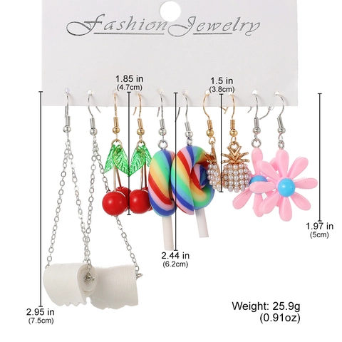 Kreatives Cartoon Ohrring Set Für Kinder Legierung Harz Tier Frucht Tropfkleber Ohrringe Kinder Party Mode Schmuck Set