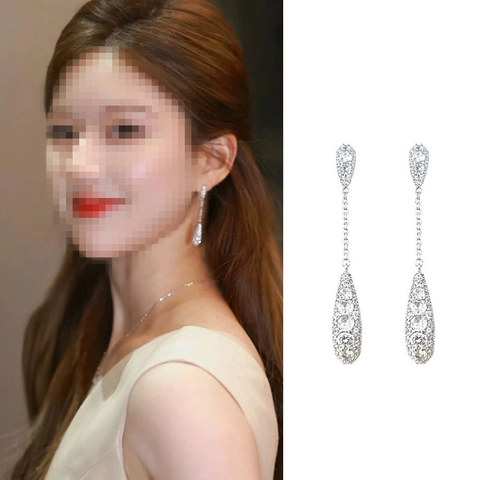 Teardrop Dangle Earrings With 925 Sterling Silver Earring Post Copper Zirconia Elegant Luxury Party Jewelry For Women