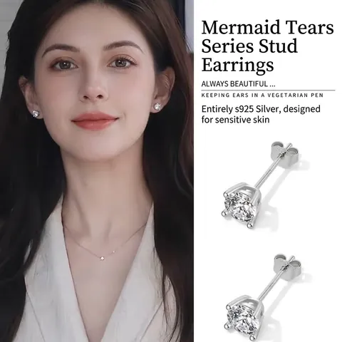 Boucles D'Oreilles Puces Rondes En Zircon Avec Tige En Argent Sterling 925 Base En Cuivre Bijoux Élégants Pour Femmes