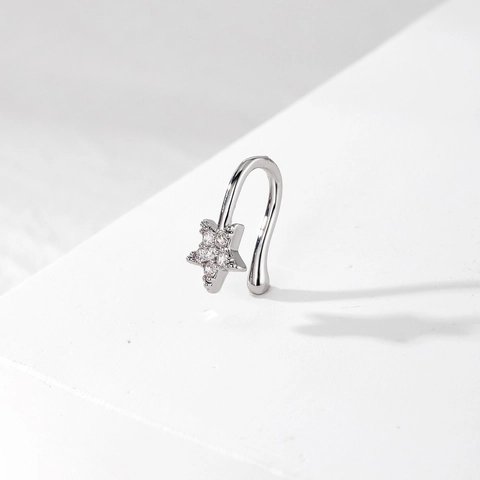 Copper Rhinestone Non-Piercing U-Shaped Nose Cuffs Geometric Star Moon Cross Clip-on Nose Ring For Women Fashion Body Jewelry
