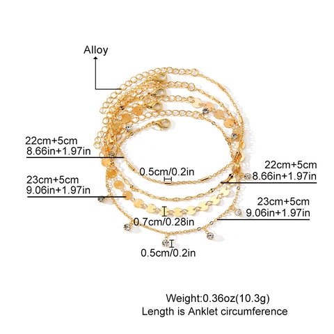 Bracelet de Cheville Multicouche en Alliage Strass Bohème pour Femme Vacances à la Plage Étoile Cœur Coquillage Étoile de Mer Papillon Pendentif Bijoux de Pied