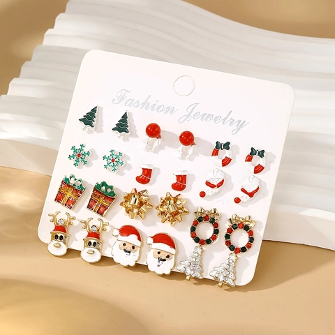 Legierung Emaille Weihnachten Ohrringe Kollektion Mit Strass Weihnachtsmann Rentier Weihnachtsbaum Festlich Ohrstecker Schmuck Für Damen