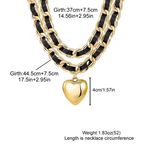 Collar de Capas con Colgante de Corazón y Perlas Artificiales para Mujer Aleación Dorado Plateado Cadena de Cuentas Joyería