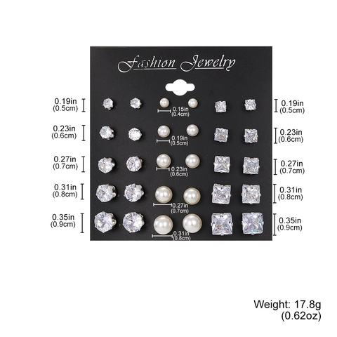 Simple Fashion Geometric Earring Collection Artificial Pearl Rhinestone Stud Earrings With Steel Post Jewelry For Women