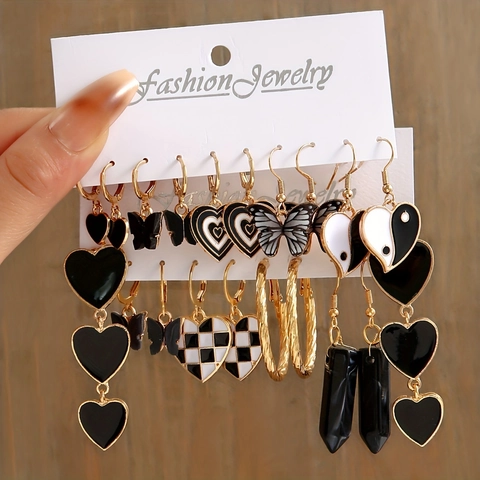 Vintage Vergoldete Legierung Ohrringe Kollektion Für Damen Geometrische Herz Schmetterling Emaille Strass Künstliche Perlen Ohrstecker