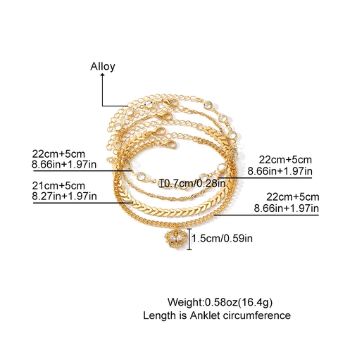 Bohemian Multi-Layer Butterfly Heart Rhinestone Anklet Set For Women Gold Silver Beach Fashion Jewelry Tassel Charm Foot Chain
