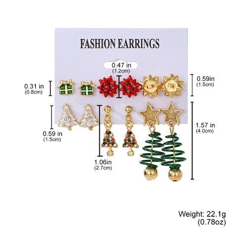 Christmas Earring Set For Women Alloy Enamel Santa Claus Elk Christmas Tree Snowflake Stud Earrings Festival Party Jewelry