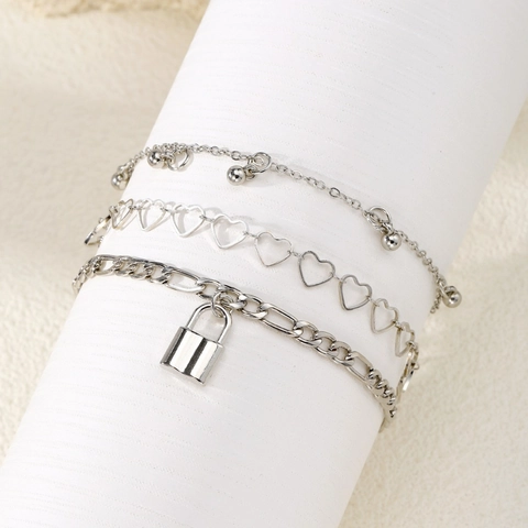 Bohemian Multilayer Alloy Foot Chain With Artificial Pearl Rhinestone Butterfly Heart Pendant Anklet For Women Beach Jewelry Gift
