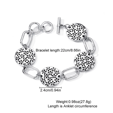 Pulsera Geométrica de Aleación de Plata Antigua Vintage para Mujer Eslabón Irregular Dije de Corazón Mariposa Cierre OT Joyería