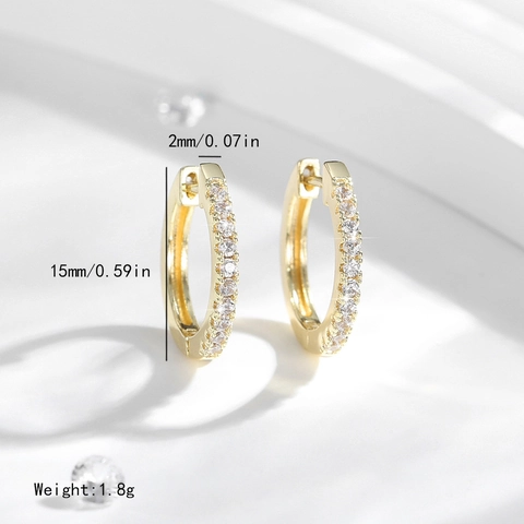 Minimalistische Koperen Zirconia Oorbellen Voor Dames 14K Goud Zilver Verguld Pave Zirkon Ronde Huggie Oorbellen Sieraden