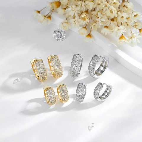 Mode Geometrische Koperen Vergulde Hoop Oorbellen AAA Pave Zirkonia Huggie Oorbellen Voor Vrouwen Woon-Werkverkeer Sieraden Accessoires