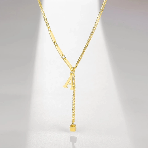 Fashion Copper Gold Plated Initial Letter Pendant Necklace Minimalist Alphabet Y-Shaped Clavicle Chain Jewelry For Women Gift