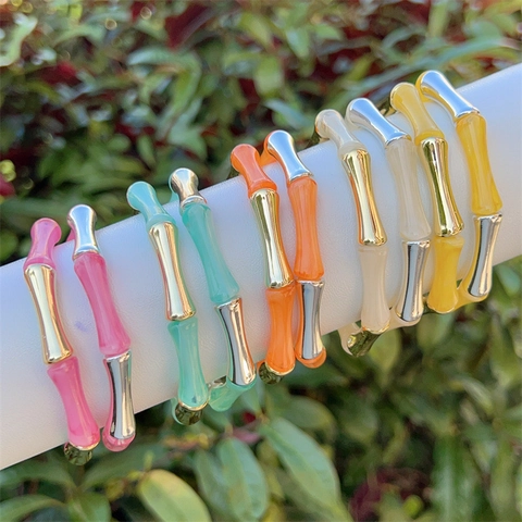 Mode Hars Bamboeknoop Armband Voor Dames Metaal Splicing Elastisch Verstelbare Armband Dagelijks Gebruik Valentijnsdag Cadeau Sieraden