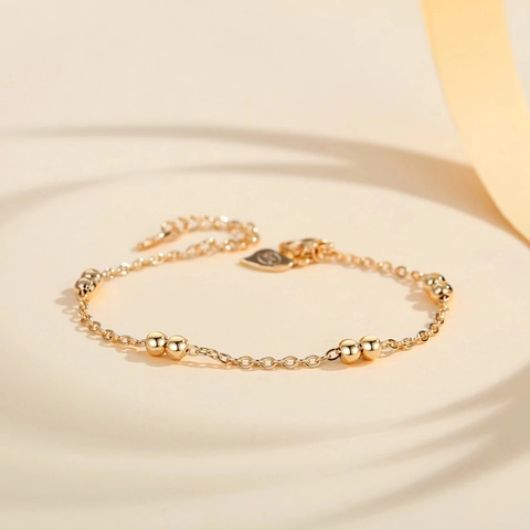 Minimalistische Koperen Kralenketting Armband Voor Vrouwen Goud Zilver Verguld Elegant Dun Verstelbaar Niche Design Sieraden