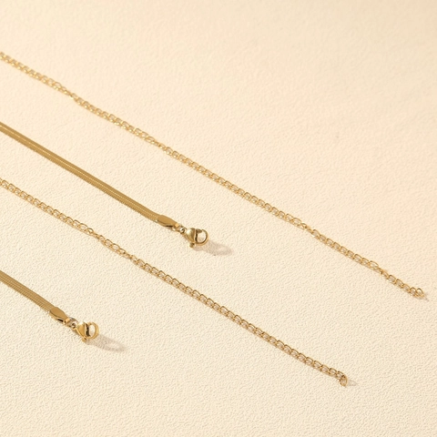Catenina da Vita Bohemian in Acciaio Inossidabile Oro Doppio Strato a Spina di Pesce per Donna Accessorio da Spiaggia