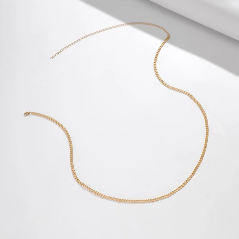 Catenina da Girovita Minimalista in Ferro Oro a Maglia Cubana per Donna Stile Bohemian Beach Gioielli da Corpo Accessorio Moda