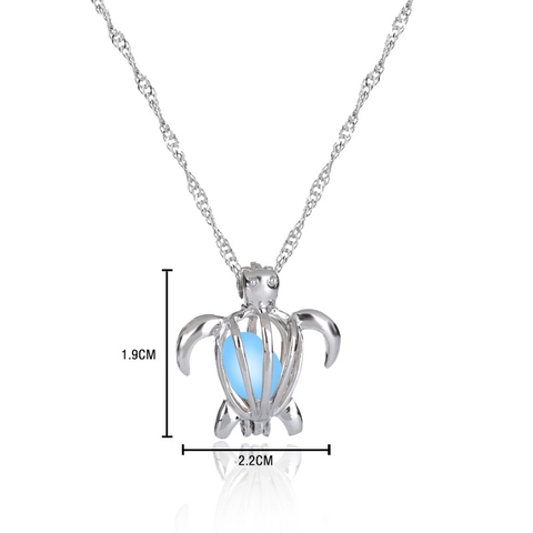 Glow In The Dark Hollow Pendant Necklace For Women Girls Fashion Alloy Sea Turtle Luminous Stone Heart Cross Jewelry Accessory Gift