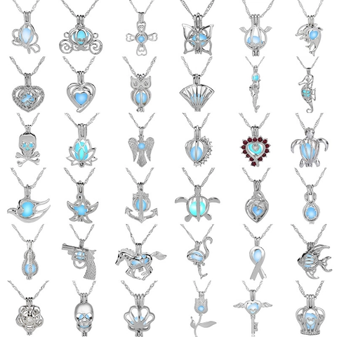 Glow In The Dark Hollow Pendant Necklace For Women Girls Fashion Alloy Sea Turtle Luminous Stone Heart Cross Jewelry Accessory Gift