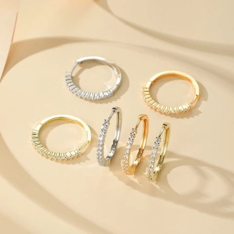 Geometrische Ronde Koperen Creolen Voor Dames Met AAA Zirkonia Luxe 14K Goud Zilver Vergulde Mode Sieraden Cadeaus