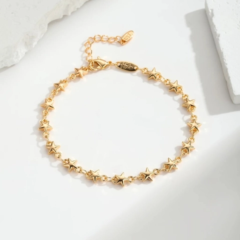 Fashion Star Chain Anklet Gold Plated Copper Adjustable Foot Jewelry For Women Minimalist Dainty Star Link Anklet For Daily Party