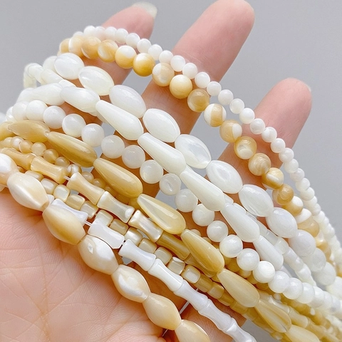 Natuurlijke Trochusschelp Kralen Cilinder Waterdruppel Bamboe Losse Kralen Voor DIY Armband Ketting Sieraden Maken
