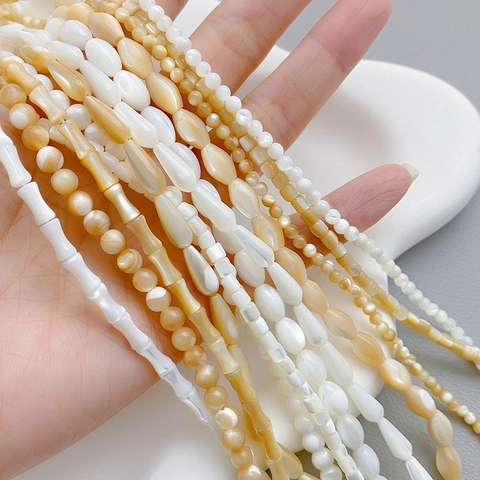 Natuurlijke Trochusschelp Kralen Cilinder Waterdruppel Bamboe Losse Kralen Voor DIY Armband Ketting Sieraden Maken