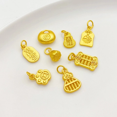 Sand Gold Plated Alloy Pendant Only (Without Chain) Traditional Chinese Style Gourd Abacus Lotus Pod DIY Jewelry Accessories