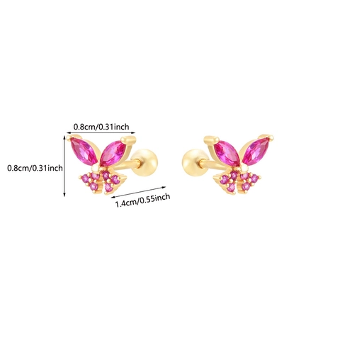 Boucles d'Oreilles Clous Papillon en Zircon Avec Tige en Argent Sterling 925 Or Argent Zirconia Bijoux pour Femmes