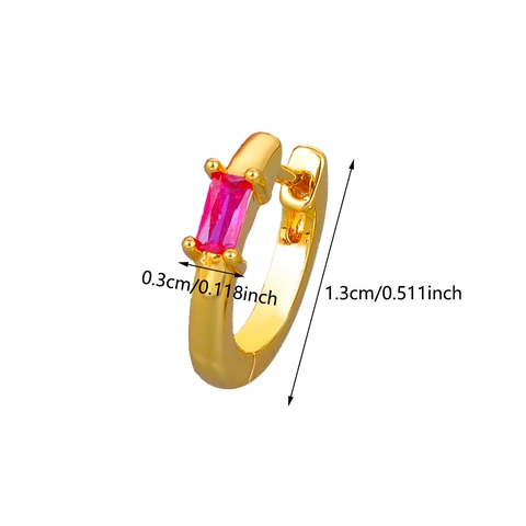Luxus Kupfer Strass Huggie Hoop Ohrringe Rechteckige Baguette Schliff Kristall Kleine Gold Silber Plattierte Ohrringe Für Damen Schmuck