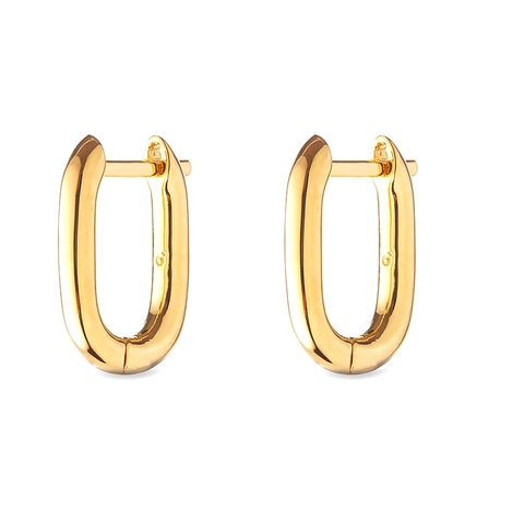 Orecchini a Cerchio a U Minimalisti per Donna in Argento con Zirconi Orecchini Rettangolari Geometrici Placcati Oro 24K Gioielli di Moda