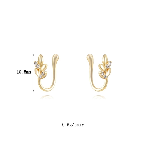 Brass Zirconia U-Shaped Non-Piercing Ear Cuff Nose Ring Heart Leaf Moon Star Clip-on Earrings For Women Daily Jewelry