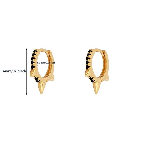Elegant Copper Zirconia Clover Flower Hoop Earrings For Women Vintage Punk Spike Dangle Earrings Gothic Fashion Jewelry Gift