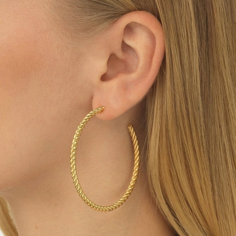 Vintage Twisted Rope Hoop Earrings For Women Copper Gold Plated Minimalist Geometric Round Circle Earrings 20-50mm Fashion Jewelry Accessory