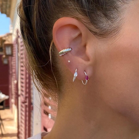 Vintage Koper Verguld Gedraaid Touw C-vorm Oorknopjes Met Peergeslepen Zirconia Waterdruppel Oorbellen Voor Dames Sieraden