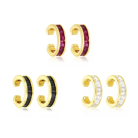 Luxury Zirconia Ear Cuffs For Women Gold Silver Plated Brass C-Shaped Non-Piercing Clip Earrings Fashion Jewelry Ear Accessory