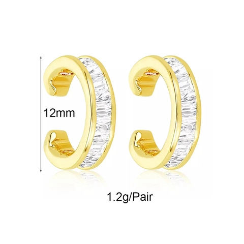 Luxury Zirconia Ear Cuffs For Women Gold Silver Plated Brass C-Shaped Non-Piercing Clip Earrings Fashion Jewelry Ear Accessory
