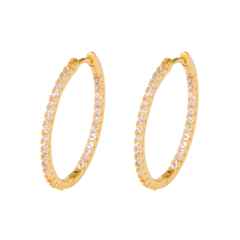 Luxury Brass AAA Zirconia Hoop Earrings For Women 24K Gold Silver Plated Minimalist Round Pavé Rhinestone Earrings Jewelry Gift