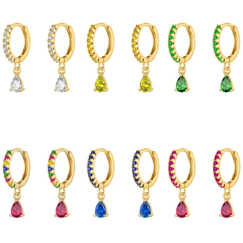 Luxurious Brass AAA Zirconia Waterdrop Hoop Earrings For Women 24K Gold Plated Pear Cut Dangle Earrings Wedding Fashion Jewelry