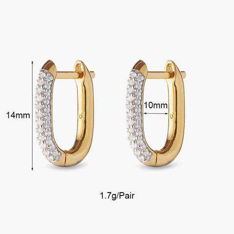 Luxe Zirkonia U-Vorm Messing Oorknoppen Voor Dames 24K Vergulde Geometrische Huggie Oorbellen Dagelijks Feest Sieraden Cadeau