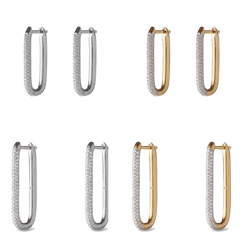 Luxe Zirkonia U-Vorm Messing Oorknoppen Voor Dames 24K Vergulde Geometrische Huggie Oorbellen Dagelijks Feest Sieraden Cadeau