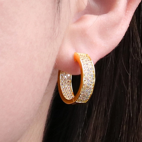 Luxe Messing Zirkonia Oorknoppen voor Dames 24K Verguld Verzilverd Rond Pave CZ Geometrisch Handgemaakte Mode Sieraden