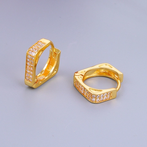 Luxe Messing AAA Zirkonia Geometrische Rechthoekige Creolen Voor Vrouwen 24K Vergulde Mode Forens Sieraden Oorbellen