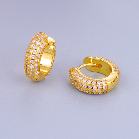 Luxe Koperen AAA Zirkonia Huggie Hoop Oorbellen Voor Dames 24K Goud Zilver Verguld Handgemaakte Pave Strass Brede Cirkel Oorbellen