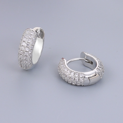 Luxe Koperen AAA Zirkonia Huggie Hoop Oorbellen Voor Dames 24K Goud Zilver Verguld Handgemaakte Pave Strass Brede Cirkel Oorbellen